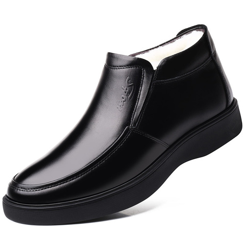 New men's first-layer cowhide plus velvet cotton shoes 2024 winter men's shoes high-top cotton shoes leather shoes factory direct sales and wholesale