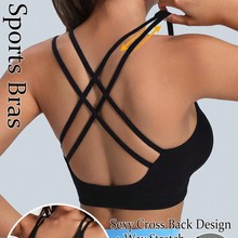 跨境爆款透气无钢圈聚拢文胸跑步健身瑜伽背心运动内衣女厂家批发