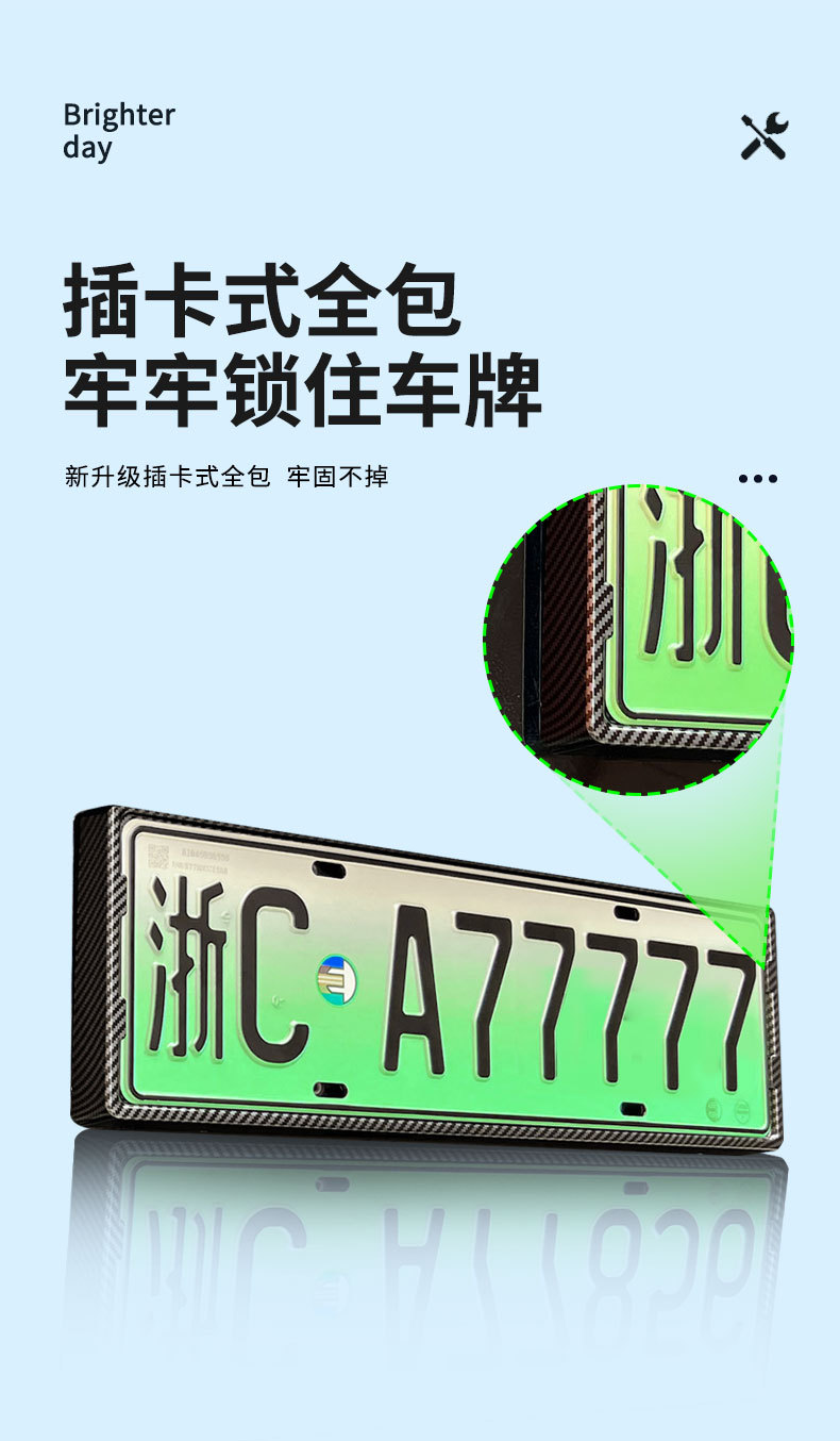 Suitable for 2021-2024 Tesla Y License Plate Frame, New Energy Full-Edge License Plate Frame, Green License Plate