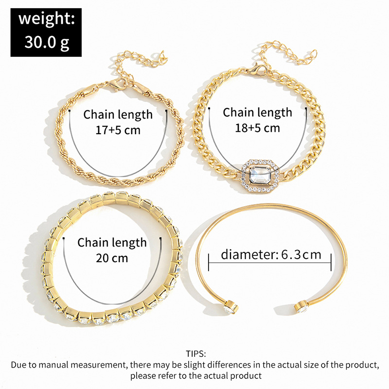 Mode Géométrique Métal Chaîne Incruster Strass Bracelets display picture 2