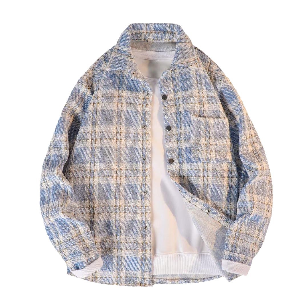 Chemise à carreaux en coton pour femme, style printemps-automne, coupe ample haut de gamme, petite veste parfumée pour homme_voghion.com