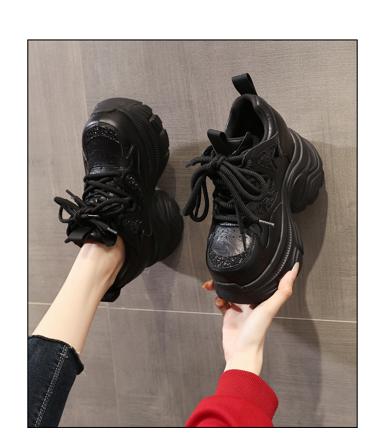 Giày sneaker chunky nữ đế dày tăng chiều cao HC3572 — Màu đen chi tiết 14
