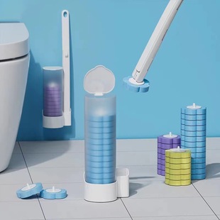 Disposable Toilet Brush Bathroom Wall-Mounted Toilet Brush Disposable Antibacterial Sponge Replacement Head Toilet Cleaning Brush