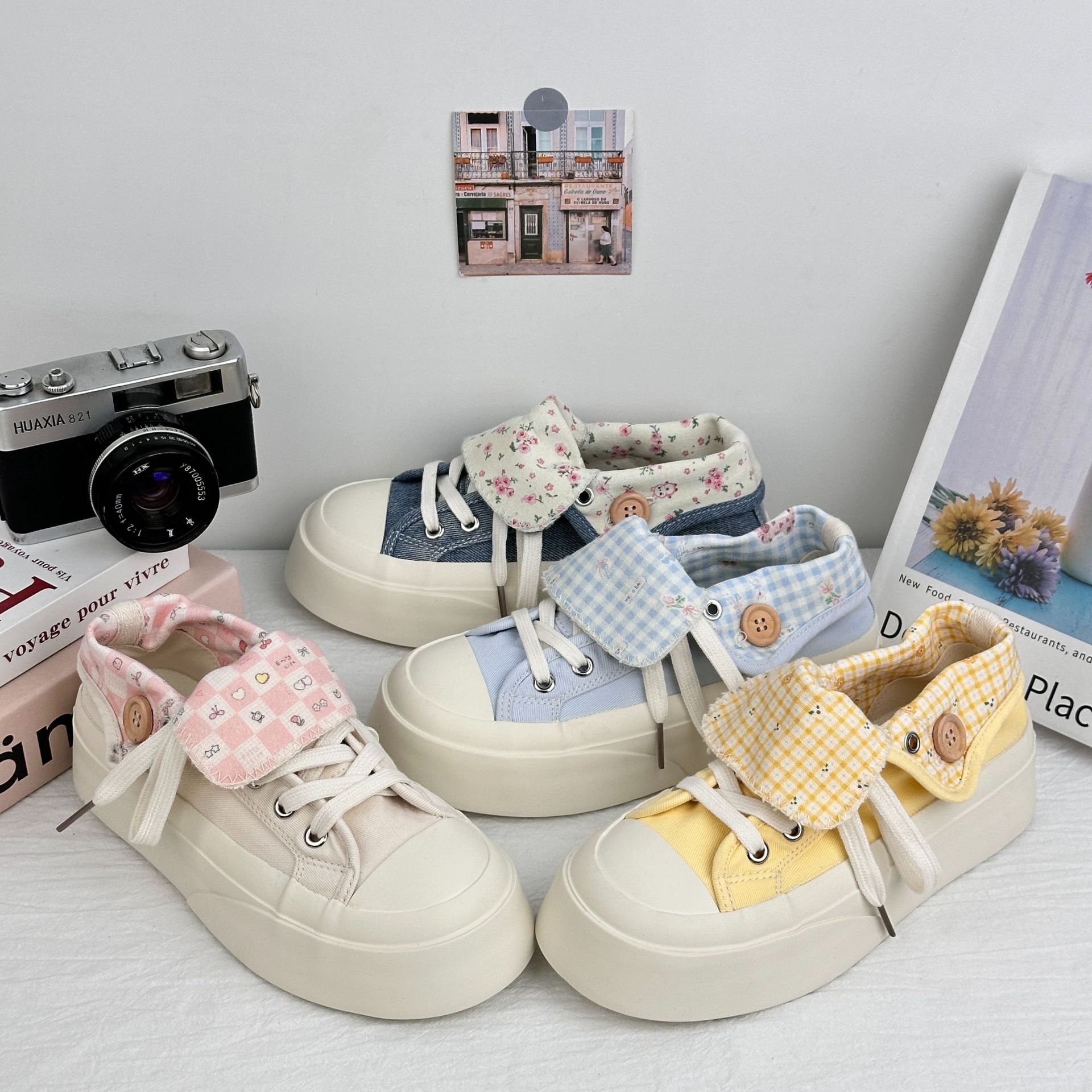 Yuanbo Xiazhong Design Sense Canvas Zapatos Mujer 2025 Verano Dos ropa Zapatos blancos finos transpirables Todo fósforo