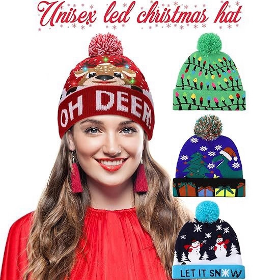 Cross-Border Autumn and Winter Christmas Led Knitted Hat with Cuff, Holiday Knitted Hat, Outdoor Warm and Luminous Knitted Hat Cross-Border Autumn and Winter Christmas Led Knitted Hat with Cuff, Holiday Knitted Hat, Outdoor Warm and Luminous Knitted Hat
