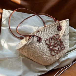 Straw basket, capacious beach bag, french style