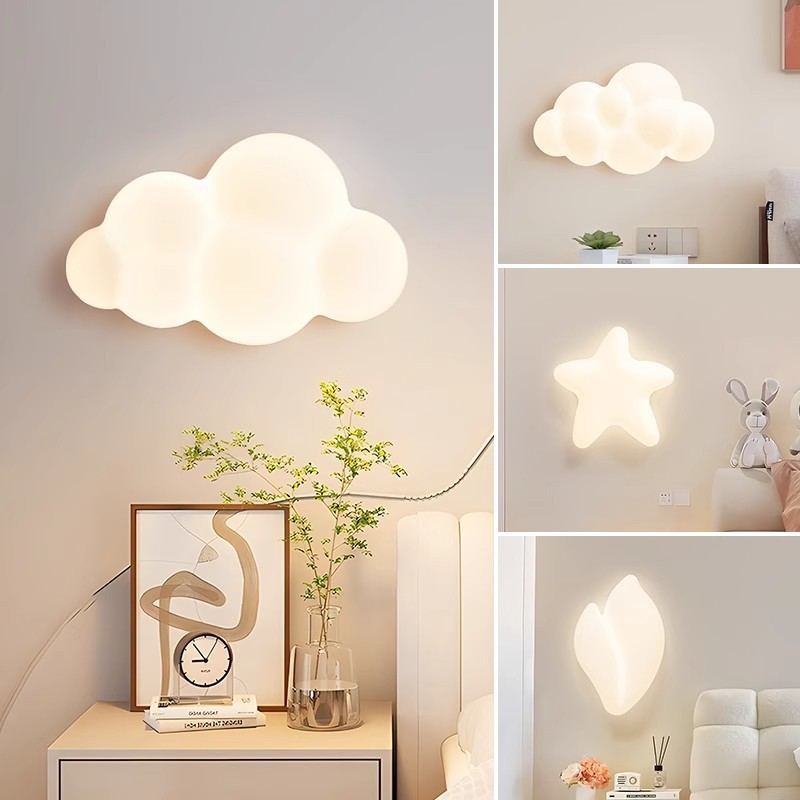 雲の壁の明かりのクリーム風の寝室の客間の背景の壁の明かりの暖かいアイデアの子供の部屋のLEDは目のベッドのヘッドライトを保護します。|undefined