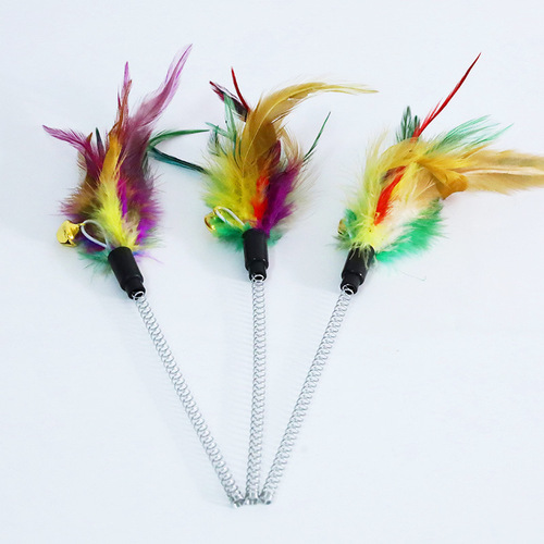Colorful Cat Teaser Spring New Wholesale Adhesive Cat Puzzle Self-Having Toy Feather Cat Toy
