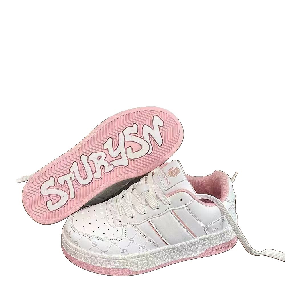 Versión coreana de las zapatillas de deporte azul hielo de suela gruesa de nicho para mujer. Ins marea 2025 primavera nuevos zapatos blancos casuales deportivos de todo fósforo