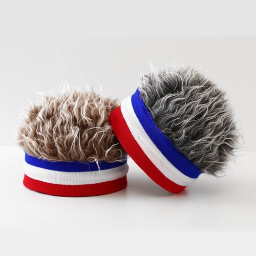 Southeast Asian cross-border stylish fake hair short cap retro hip-hop parody brimless hat knitting cap