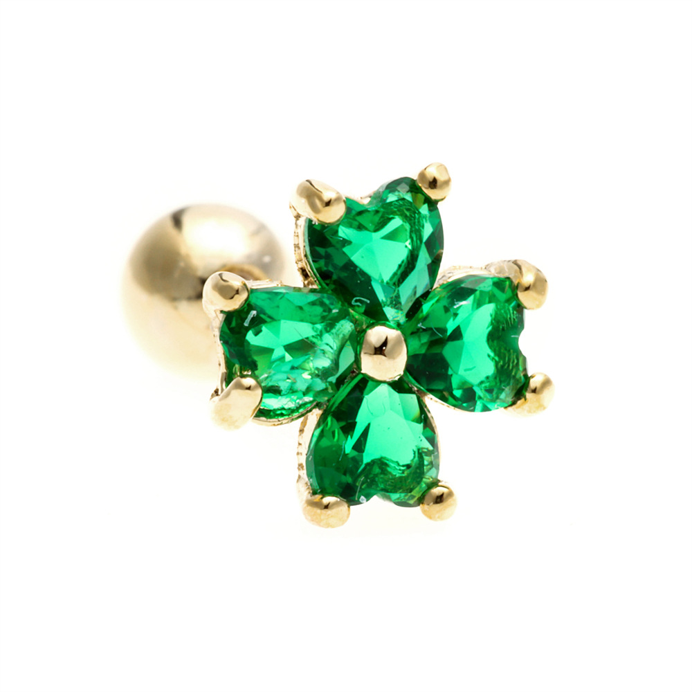 Color zircon bowknot ear bone studs screw piercing lock earring