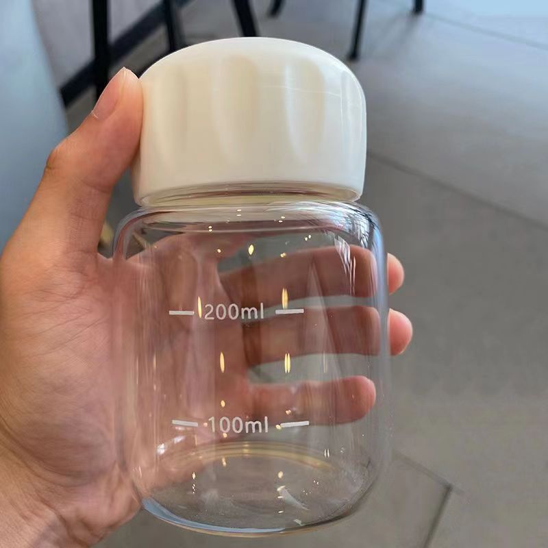 INS Internet celebridad agua Taza resistente al calor a prueba de explosiones de vidrio borosilicato estudiante Mini taza de leche Linda taza de grasa de vidrio