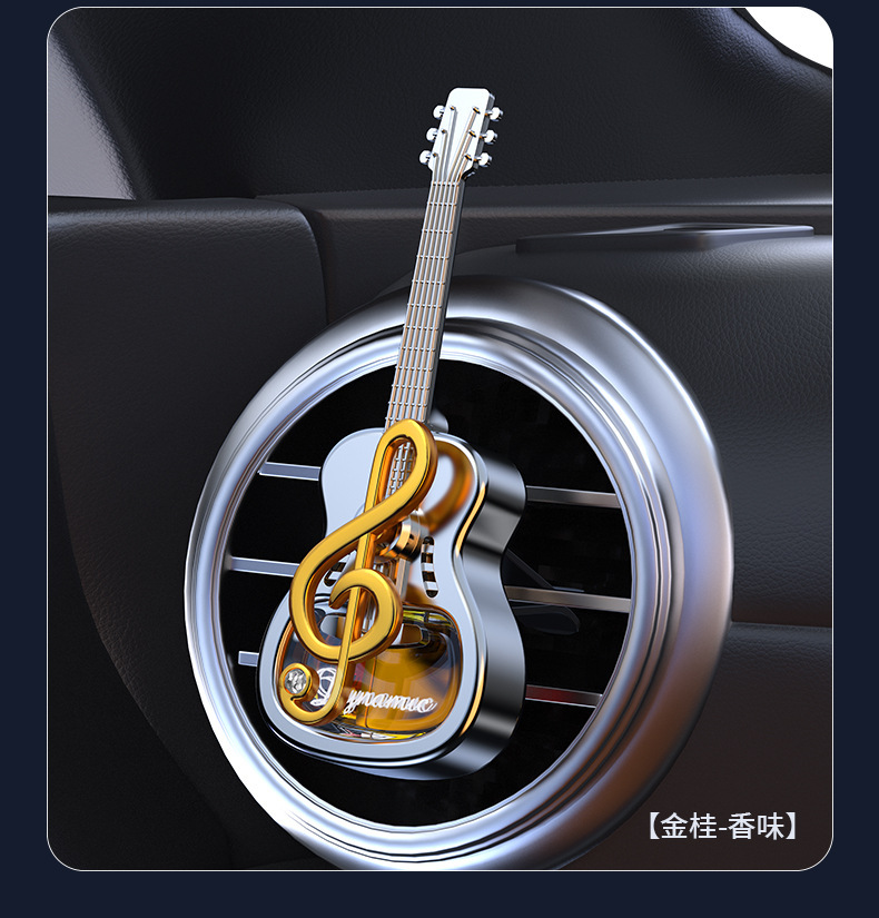 Car Air Freshener for Air Vent, Dynamic Musical Note Guitar Design, In-Car Vent Ornament, Customizable Fragrance
