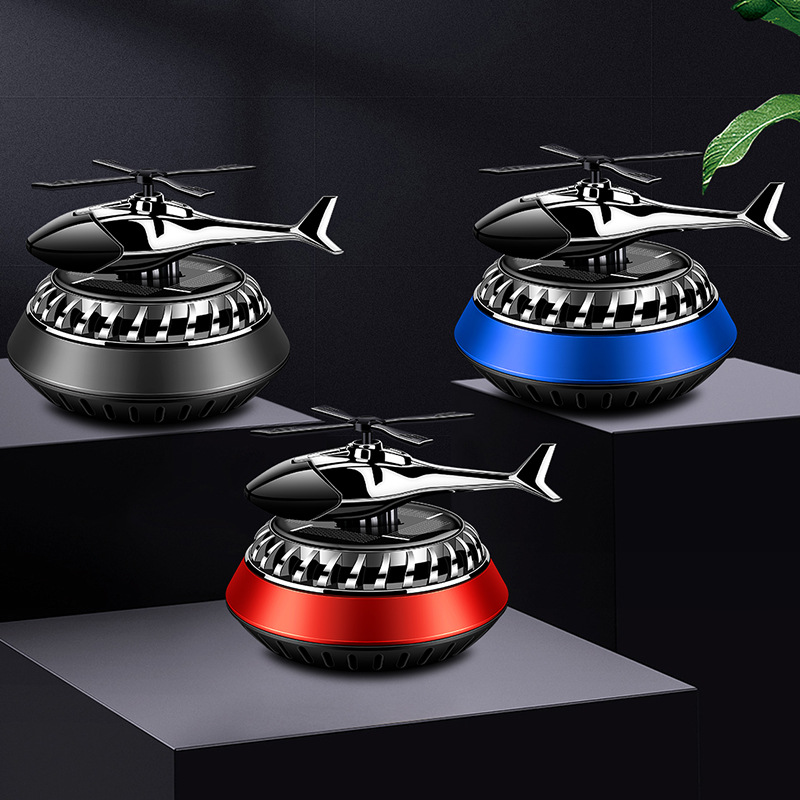 太阳能旋转车载香薰 直升机飞机汽车香水摆件车内芳香装饰品批发