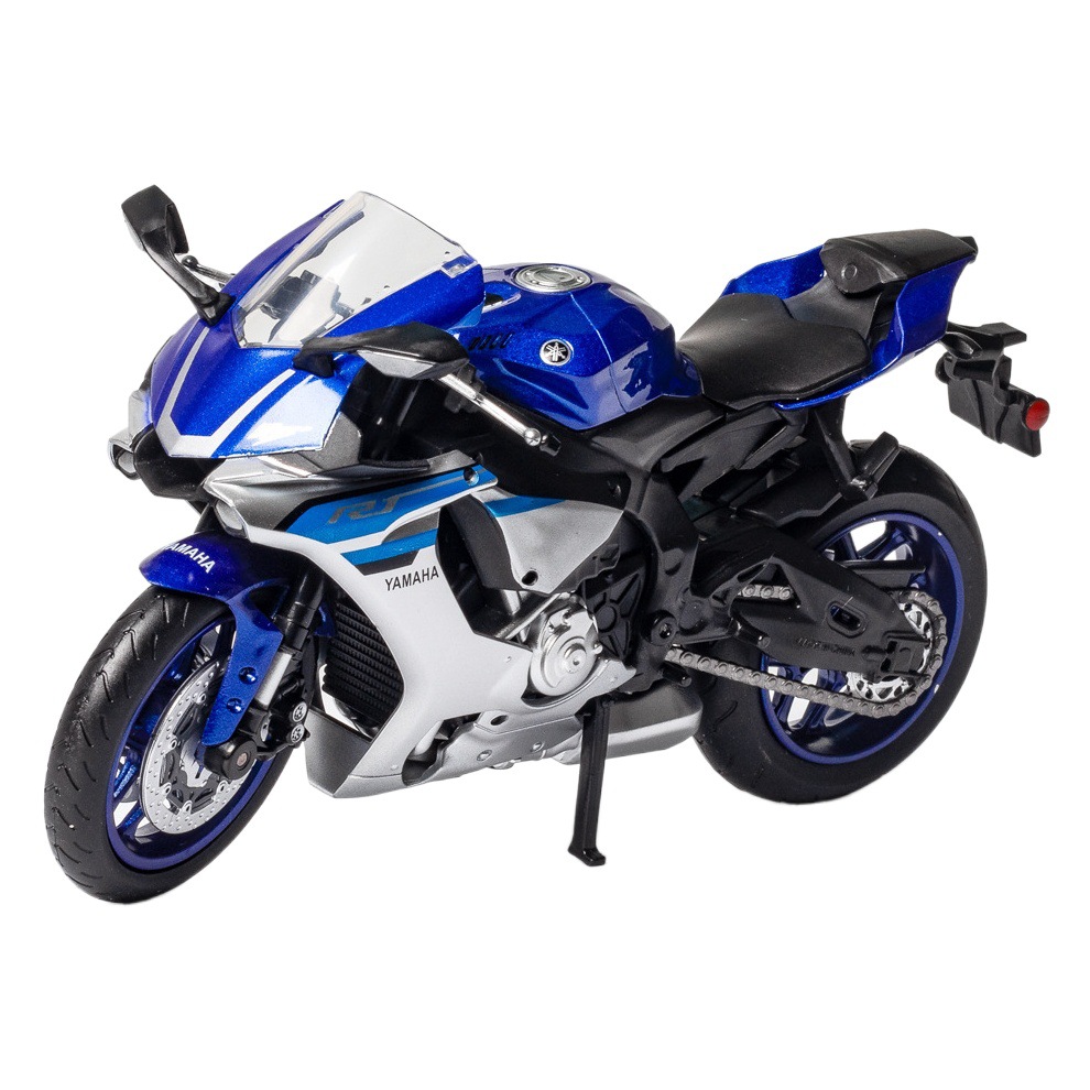 Calipo Yamaha motocicleta con casco simulación 1:12 modelo decoración rueda delantera giratoria coche de juguete para niños regalo