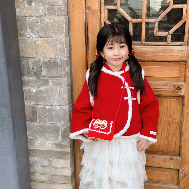 Regalos de Año Nuevo para niños sobre rojo encantador gancho león pequeño bolso de cambio para niños y niñas 2025 nuevo bolso para niños