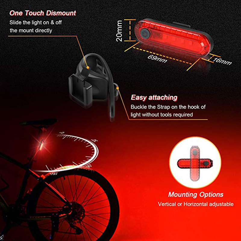 自転車ライト フロントライト テールライト USB充電式 サイクリング強力ライト マウンテンバイクライト 自転車高輝度省エネフラッシュライト|undefined