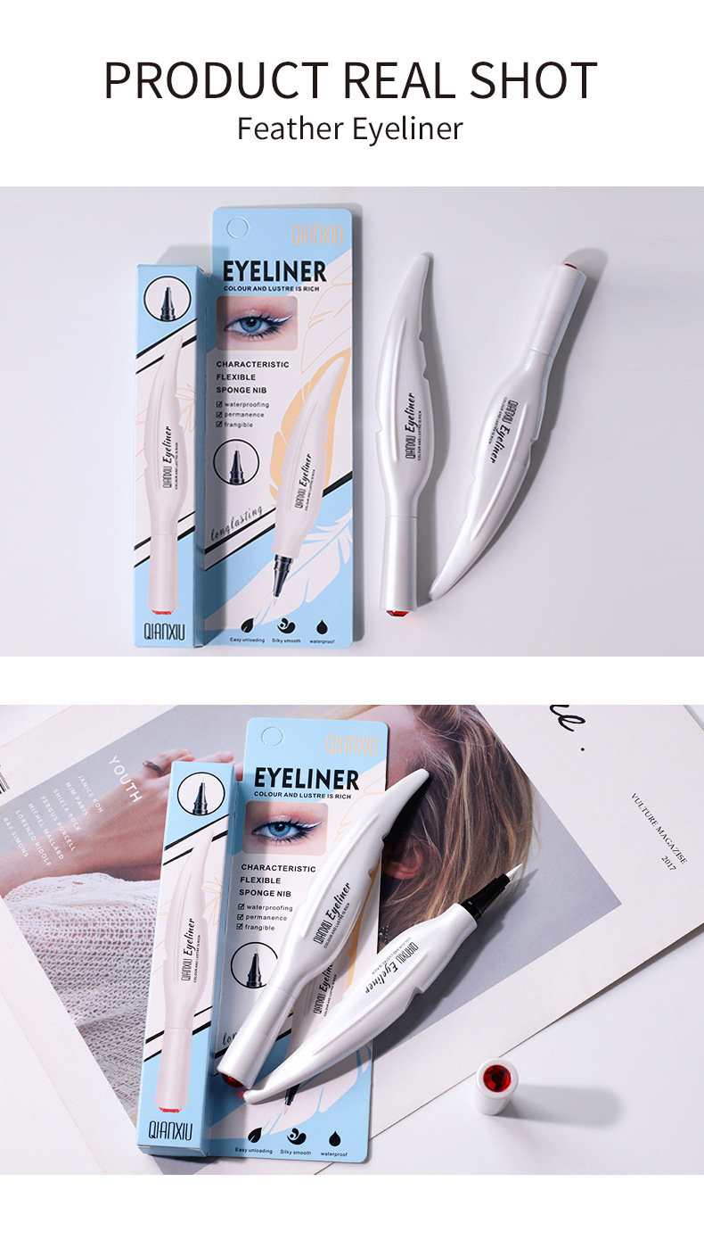 QIANXIU Cross-border bestseller white eyeliner pen, non-smudging, extremely fine, quick-drying colored eyeliner liquid wholesale undefined