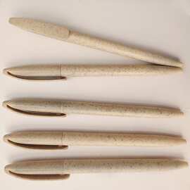 供应简易型笔款环保麦秸杆材料圆珠笔扭动顺畅书写1.0mm广告笔