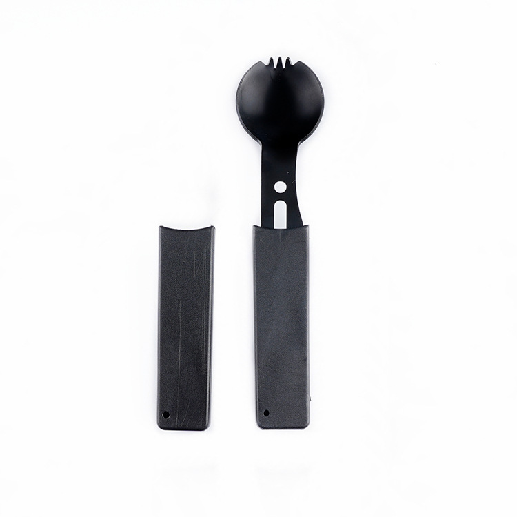 Campamento al aire libre supervivencia multifuncional herramienta de rocío silbato cuchillo de picnic suministros vajilla cuchillo, tenedor y cuchara a juego conveniente llevar