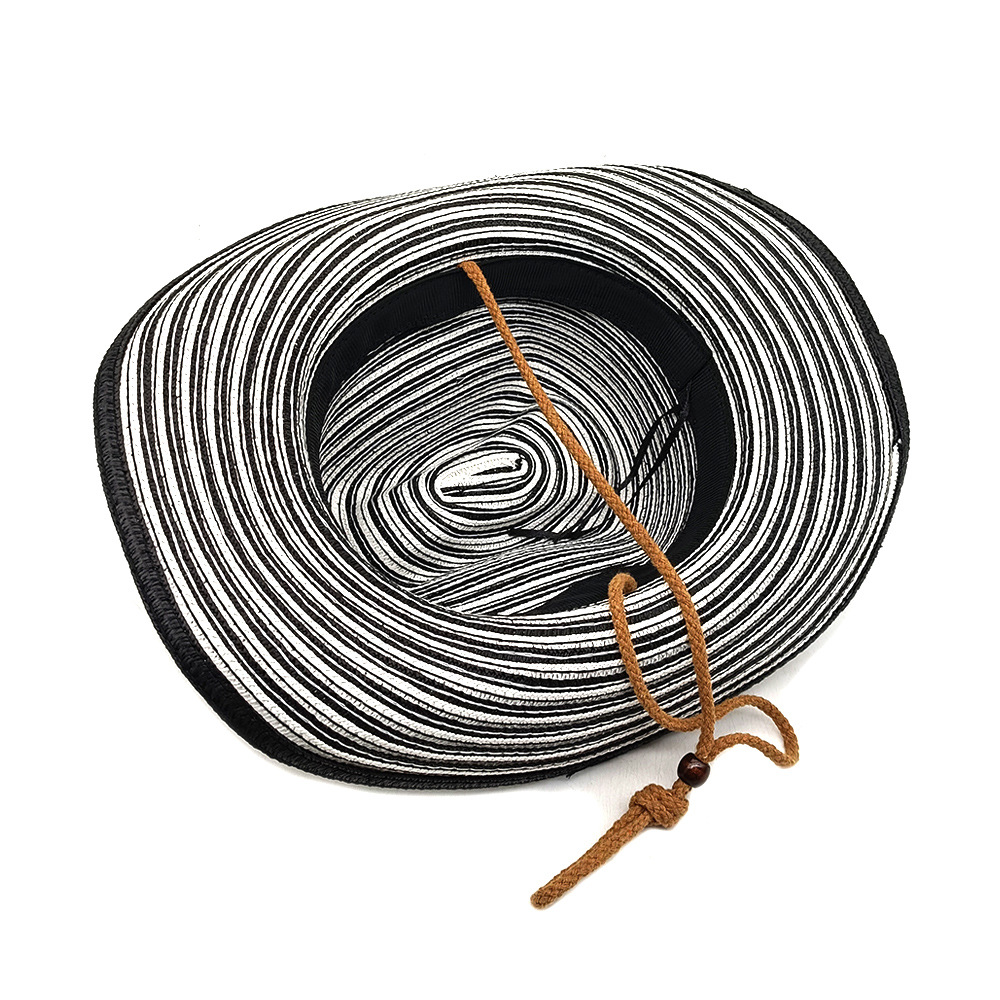 700g Weight Straw Hat Hats Type Daily Occasion Straw Material Stripe Pattern Summer Season Unisex Gender Vintage Style, Vacation Style Crimping Rim Unisex Vintage Style Vacation Stripe Crimping Straw Hat 12