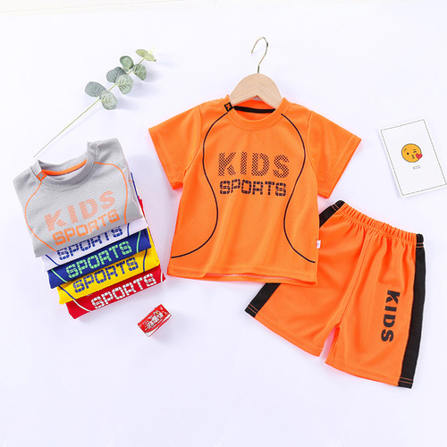 Children's short-sleeved sportswear suits, boys' sportswear, girls' quick-drying breathable shorts, middle and older children's clothing wholesale