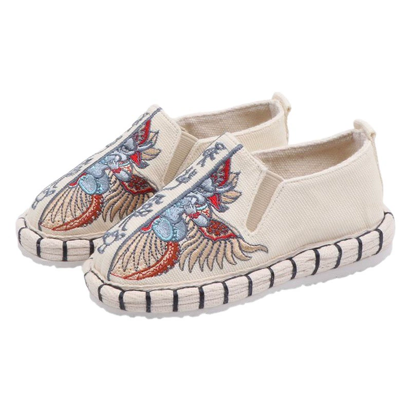 Детские тканевые туфли в старинном стиле Пекина, с многослойной подошвой, ручной работы, в этническом стиле, с вышивкой, повседневные слипоны для мальчиков, в стиле Ханьфу, сшитые вручную.