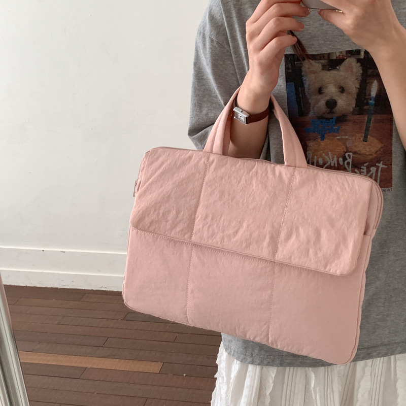 Down Jacket, Cotton Coat, Laptop Bag, Thickened for Work and Commuting, Simple Solid Color, New Style Document Handbag, Trendy