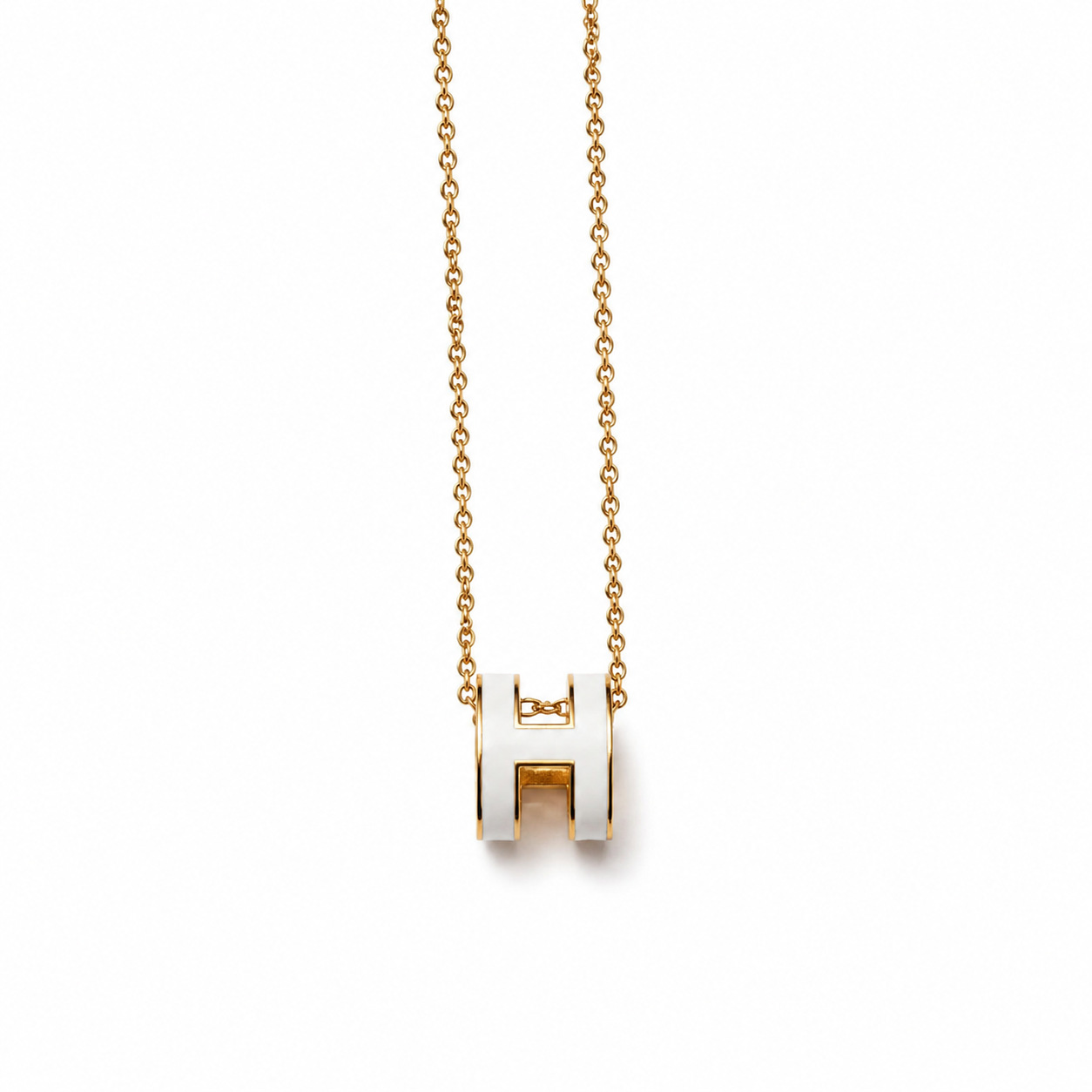 Cross-Border New H-Type Lightweight Luxury Enamel Necklace High-End Versatile Stainless Steel Colorful Letter Necklace Collarbone Chain for Women