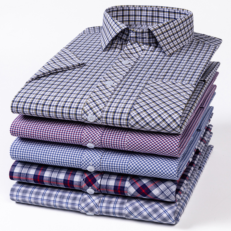 100% Cotton Summer Thin Men's Short-Sleeved Shirts for Young and Middle-Aged People Plaid Casual Shirts for Dads Wholesale Ready Stock 100% Cotton Summer Thin Men's Short-Sleeved Shirts for Young and Middle-Aged People Plaid Casual Shirts for Dads Wholesale Ready Stock