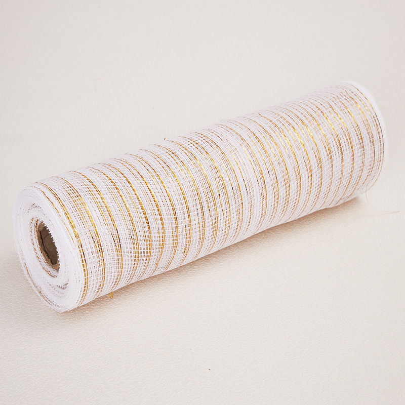 Rollo de malla de PP de 10 pulgadas * 10 yardas, material para guirnaldas, hilo de malla dorado navideño, cinta para embalaje con atmósfera festiva. image 7