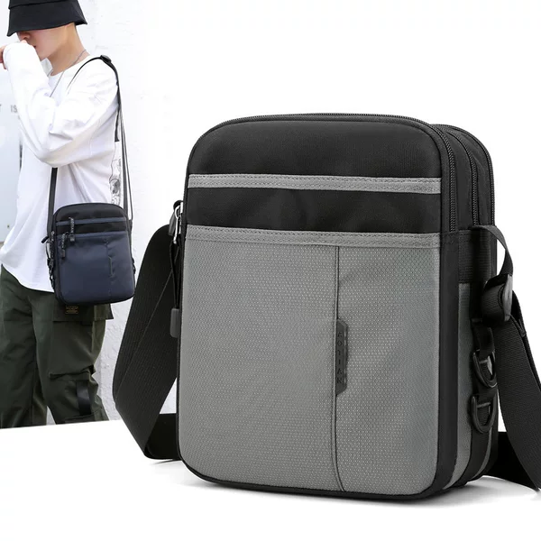 Casual Summer Men's Multi-Layered Shoulder Crossbody Bag Lightweight Waterproof Oxford Cloth Korean Style Trendy Bag Sports Travel Bag