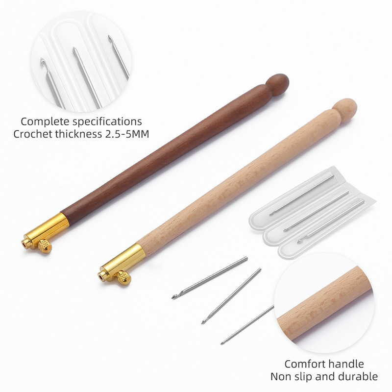 Aguja de gancho de bordado inverso de haya de lentejuela francesa transfronteriza, cinturón de aguja de bordado francés, aguja de gancho de luneville de metal de 3 agujas