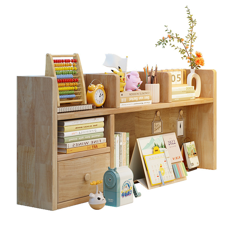 Estante de escritorio de madera maciza, estantería para niños de varias capas en el escritorio, escritorio de estudio para el hogar, estantería, gabinete bajo de almacenamiento con cajones