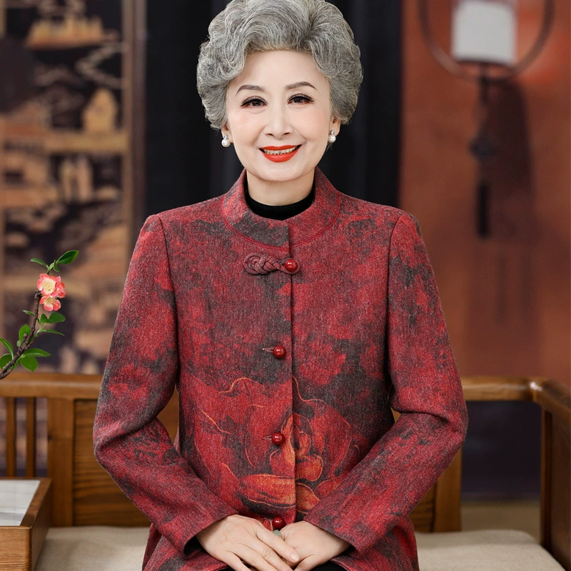 Люди среднего и пожилого возраста женская осенняя шерстяная куртка