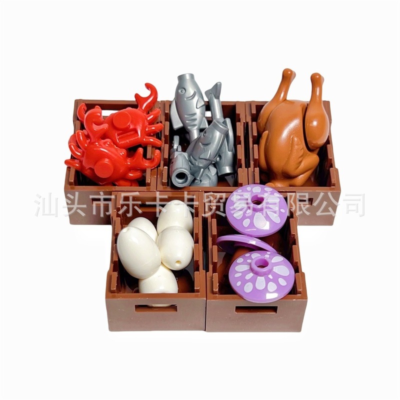 MOC シーン、食品、果物、肉、魚介類ツール、DIY ビルディングブロック、MOC 微粒子アクセサリーと互換性のある国境を越えた|undefined