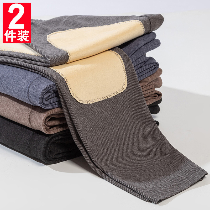 German velvet long autumn pants men's plus velvet long knee pants winter self-heating leggings thickened warm line pants velvet pants men's