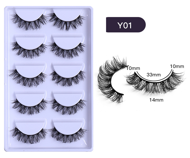 5 Pairs Of Short Natural Cross Multi-layer Thick Imitation Mink False Eyelashes display picture 9
