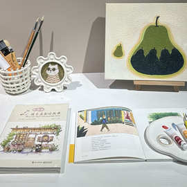 现代简约潮奢样板间儿童房女孩房软装饰品桌面摆件绘画主题水粉一