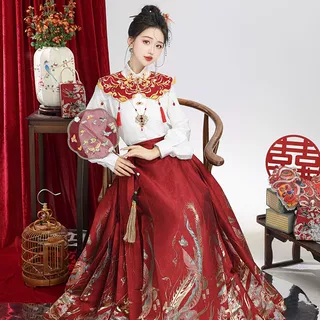 新中式红色织金马面裙【结缘】绣花云肩敬酒订婚服女成人汉服套装