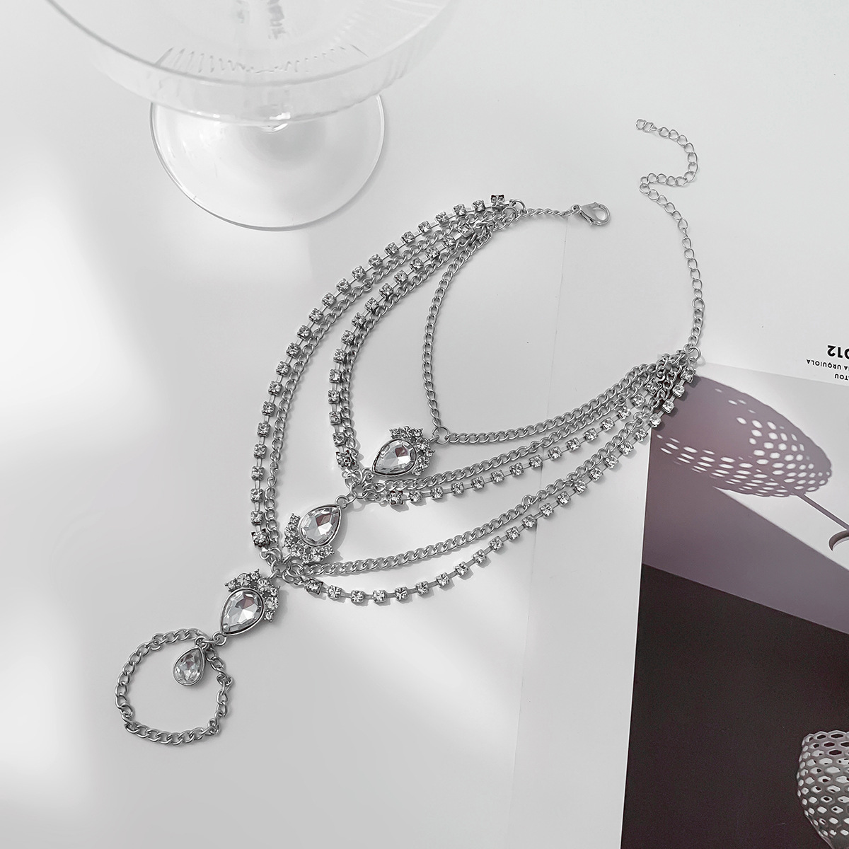 Fashion Water Droplets Alloy Plating Rhinestones Anklet