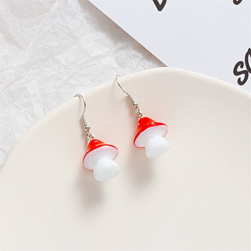 Creative Three-dimensional Resin Mushroom Earrings Wholesale Nihaojewelry display picture 6