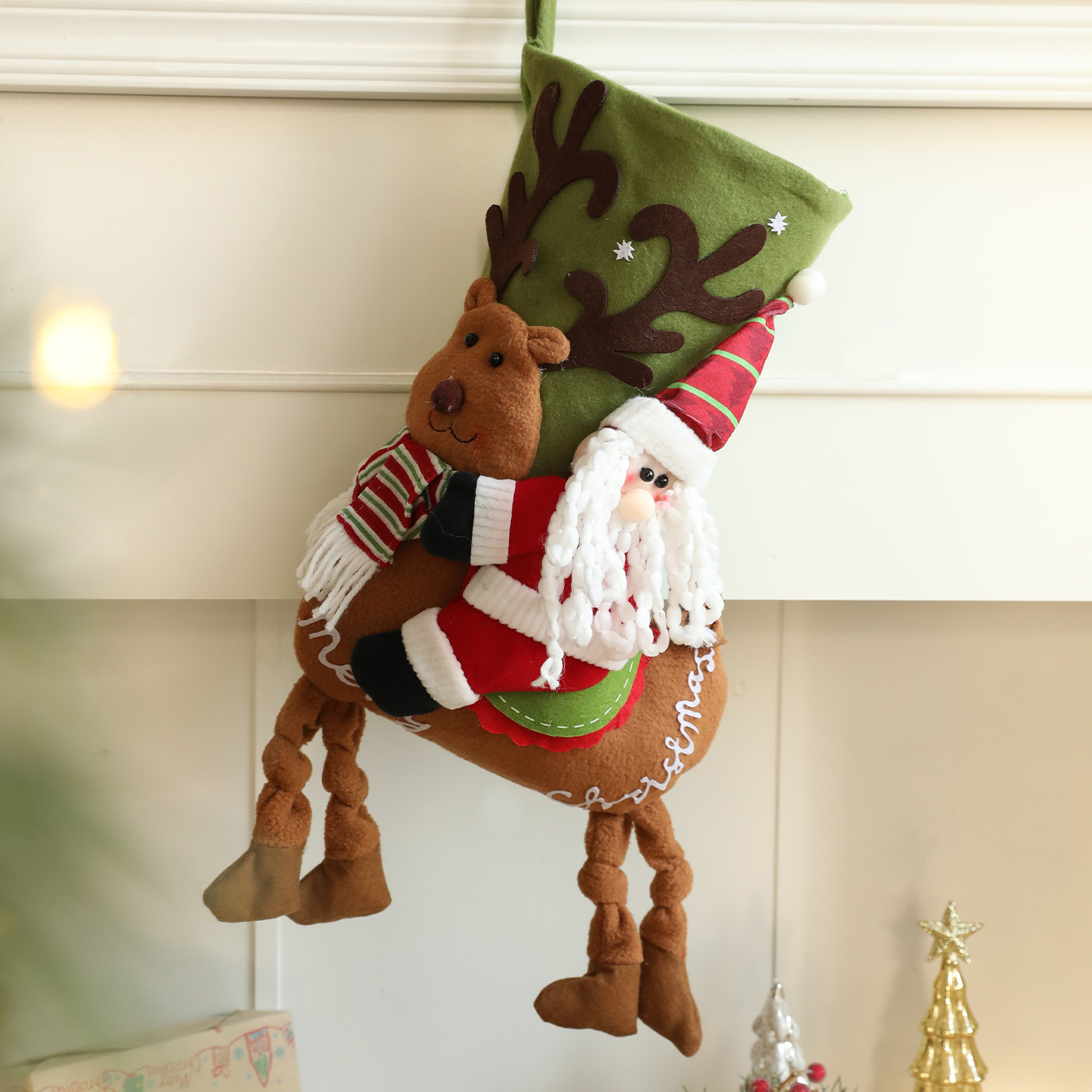 Nuevo peluche de Navidad ciervo regalo de Papá Noel bolsas de regalo decoraciones de Navidad calcetines de dibujos animados diseño de escena