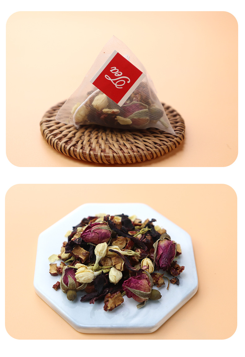 Roselle Rose Jasmine Three Flower Tea 100g Pyramid Tea Bags with Red Date specifications