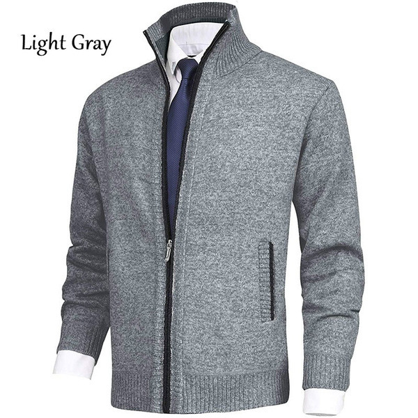 Herren Strickjacke Mit Stehkragen Und Samtfutter Für Den Winter_voghion.com
