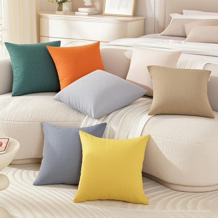 Cross-border hot-selling solid color cotton and linen cloth increase thick pillow manufacturers wholesale bedside cushion office pillow