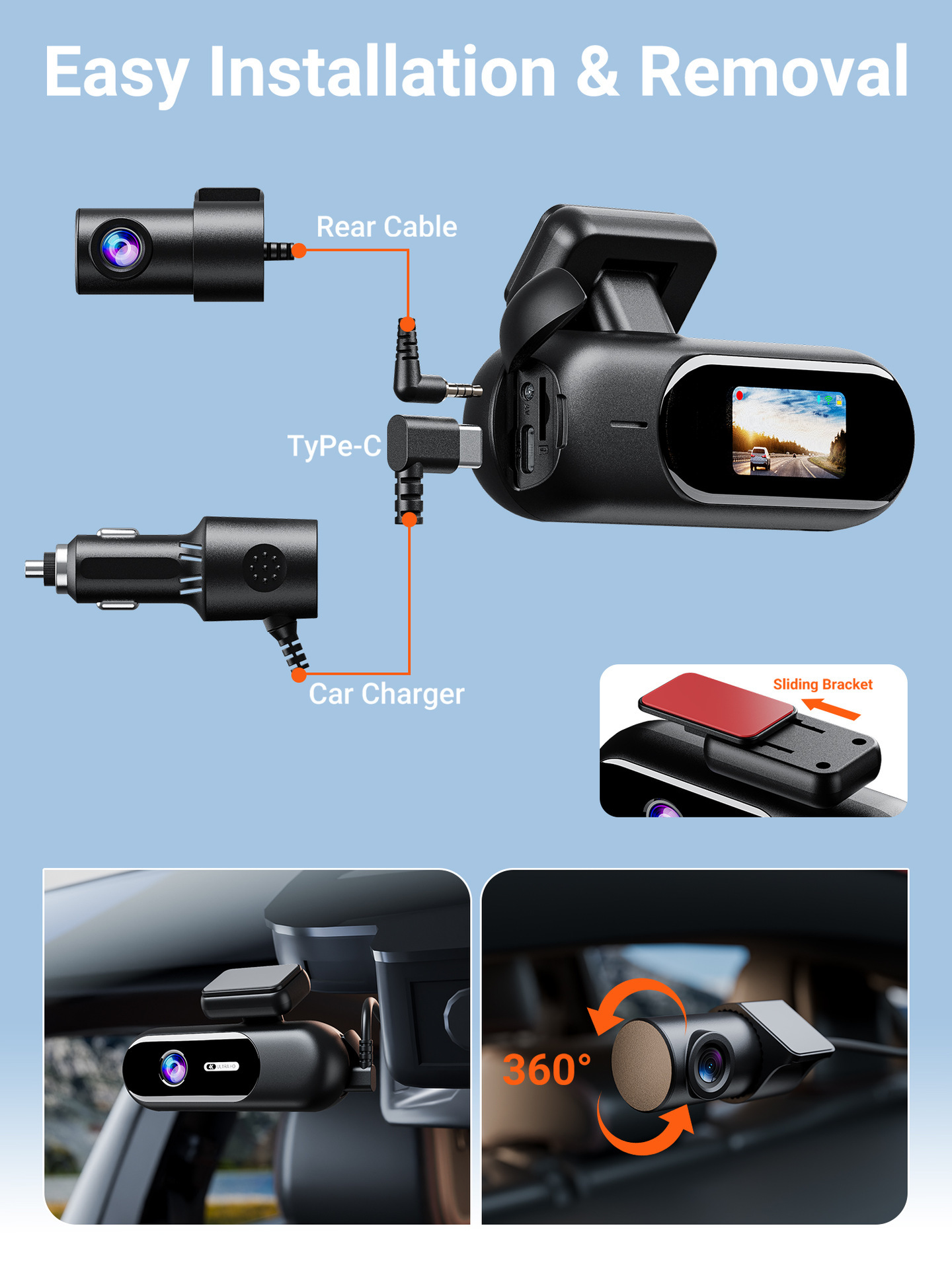 Cross-border single/dual-lens hidden dashcam, 4K high-definition wireless WIFI hidden recorder
