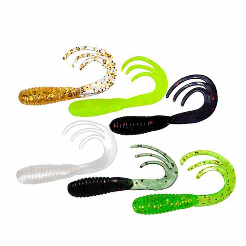 20 Pcs Soft Grubs Fishing Lures Curly Tail Grubs Fresh Water Bass Swimbait Tackle Gear