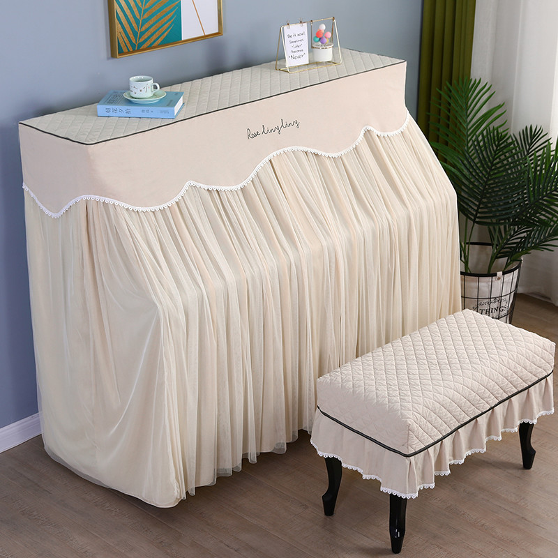 网红钢琴防尘罩北欧轻奢蕾丝全罩公主现代简约法式钢琴凳套c^