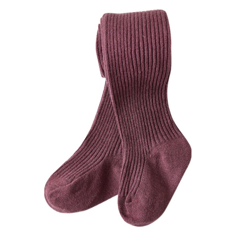 24 otoño caramelo color bebé polainas de los niños algodón rayas verticales aguja doble color sólido pantimedias Otoño e Invierno